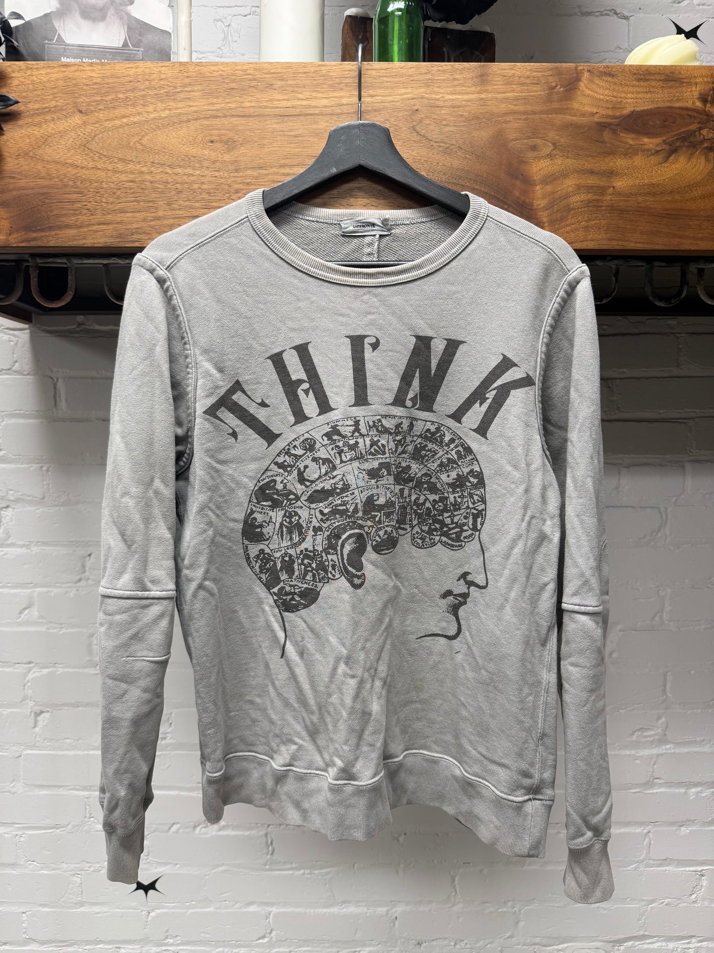 2012 Undercover ‘Think Deeper’ Grey Crude Graphic Sweatshirt