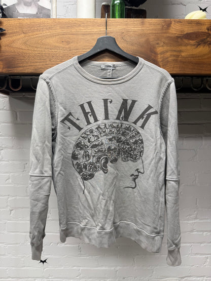 2012 Undercover ‘Think Deeper’ Grey Crude Graphic Sweatshirt