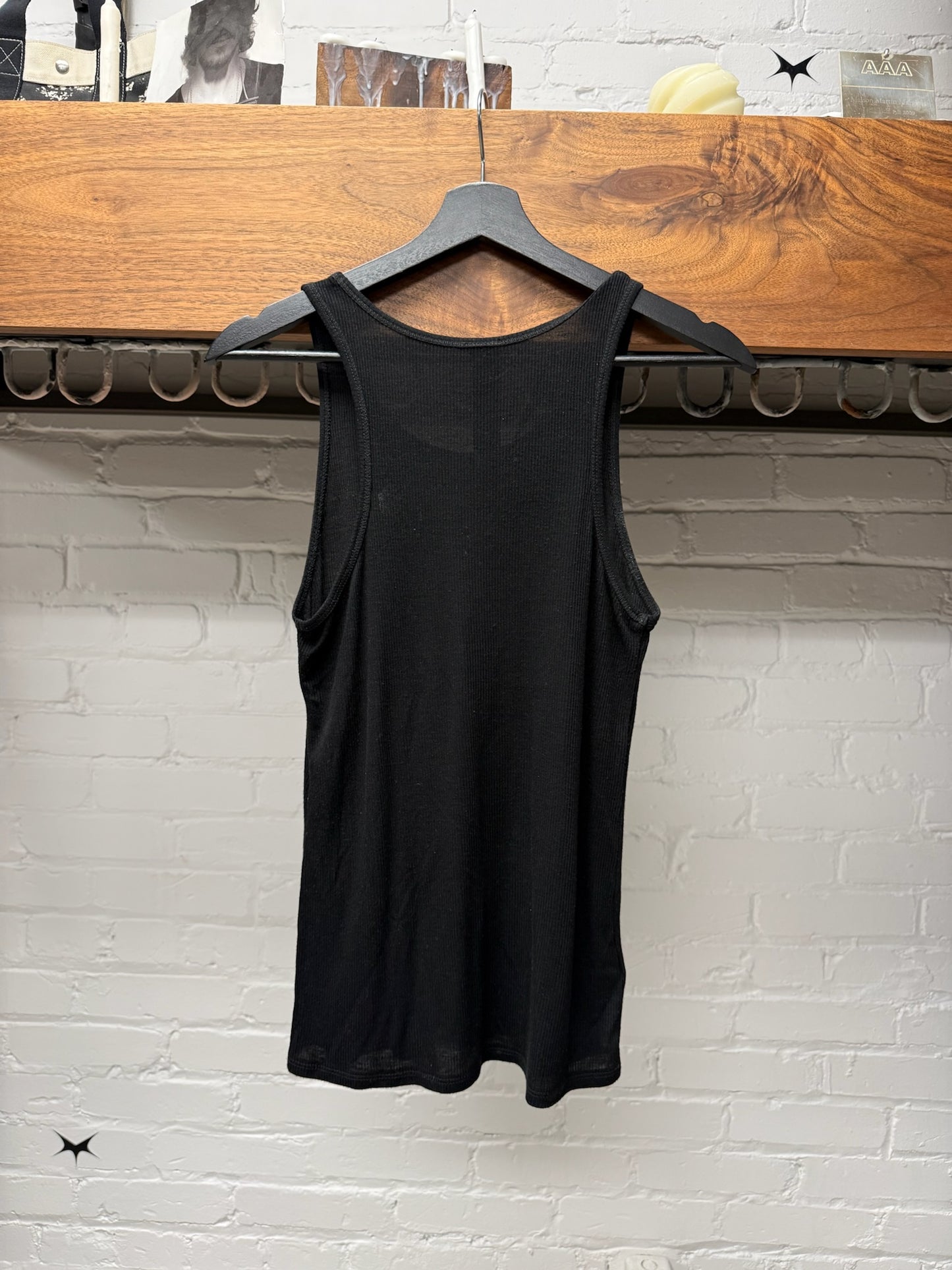 Chrome Hearts ‘Black Label’ Embroidered Logo Black Ribbed Tank Top