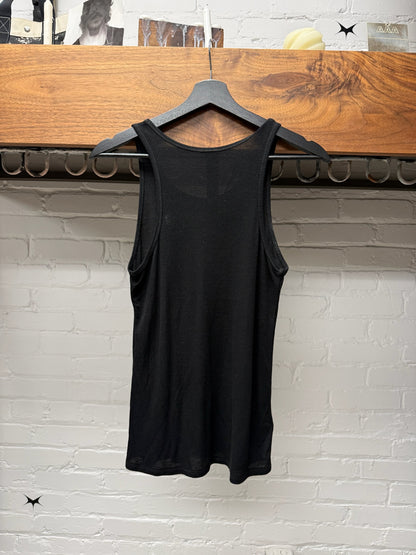 Chrome Hearts ‘Black Label’ Embroidered Logo Black Ribbed Tank Top