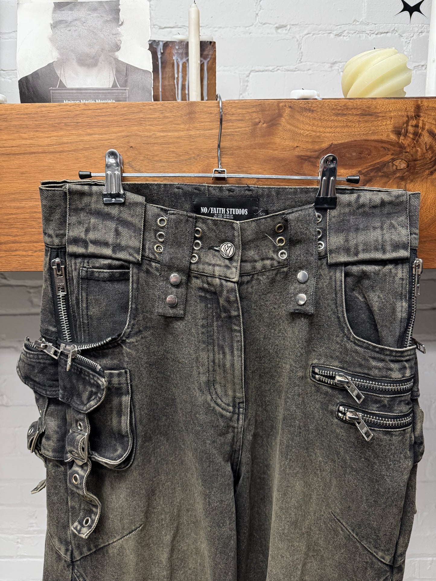 No Faith Studios Washed Fade ‘Heavy Cargo’ Flared Denim