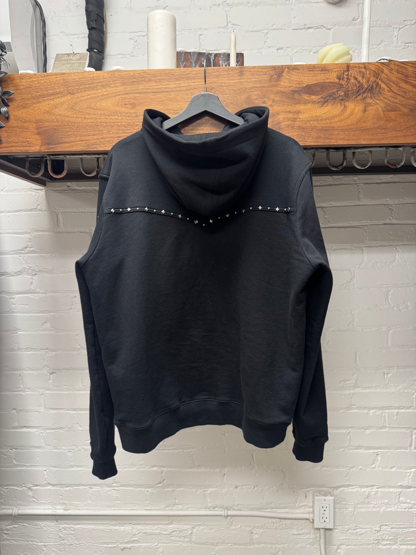 2019 Saint Laurent ‘Western Studded’ Black Cotton Zip-Up Hoodie