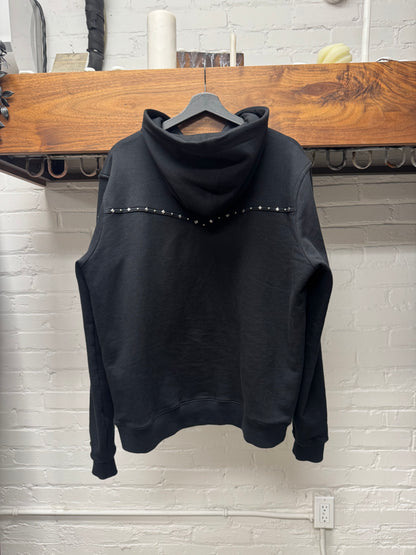 2019 Saint Laurent ‘Western Studded’ Black Cotton Zip-Up Hoodie