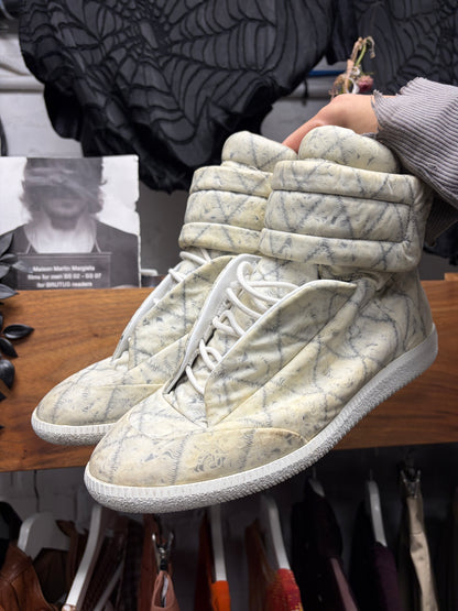 Maison Margiela Marbled White Leather ‘Future’ High Top Sneakers