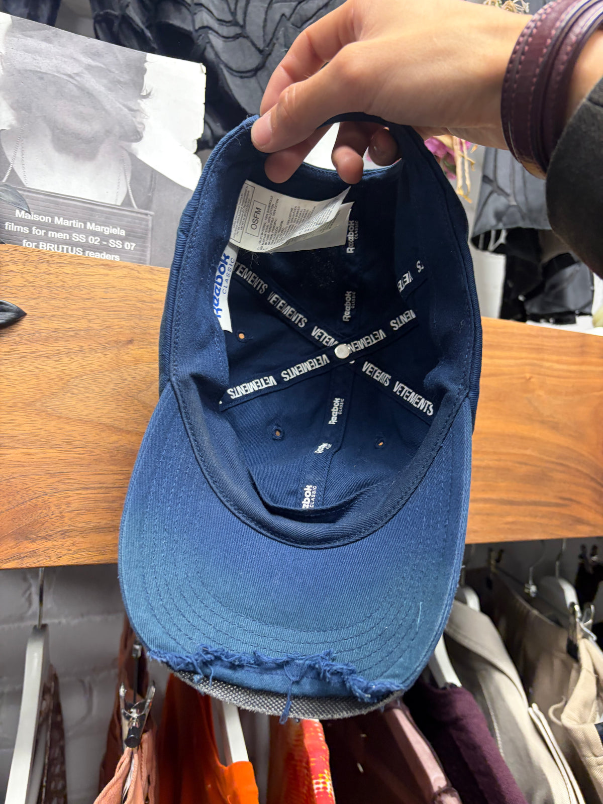 AW2018 Vetements x Reebok ‘Sunday’ Distressed Brim Baseball Cap