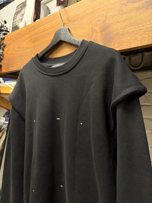 Heliot Emil Black ‘Outline Logo’ Crewneck Sweatshirt