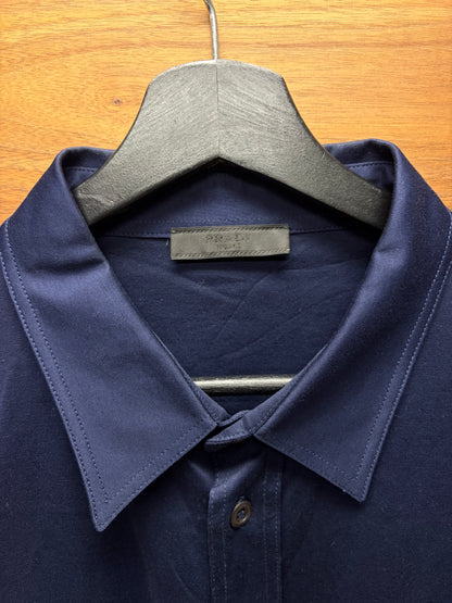 Prada Glossy Blue Button up Shirt with Double Front Pockets