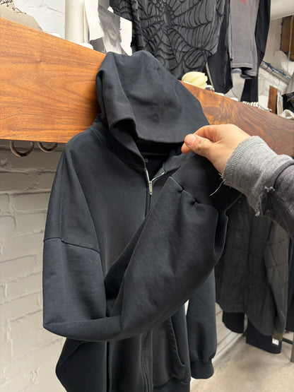 2022 Balenciaga ‘Logo-less’ Black Zip-Up Heavy Cotton Hoodie