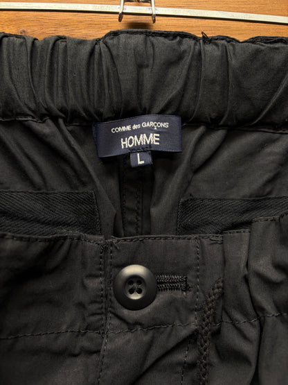 2024 Comme Des Garçons Homme Wide Leg Black ‘Parachute’ Drawstring Elasticated Pants