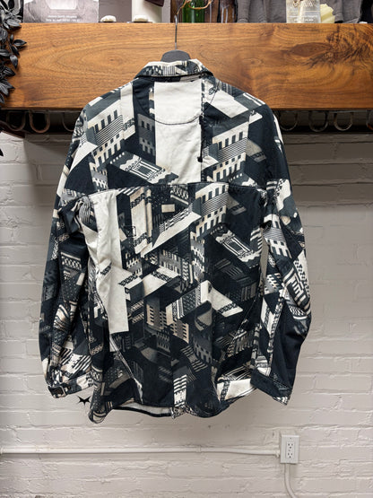 11 By Boris Bidjan Saberi ‘Geometric’ Patterned Button Snap Denim Shirt Jacket