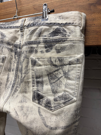 AW2014 Rick Owens ‘Moody’ Grey ‘Gravel’ Skinny Jeans with Released  Bottom Hem