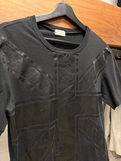 AW1997 Helmut Lang ‘Union Jack’ Black Vinyl Print T-Shirt