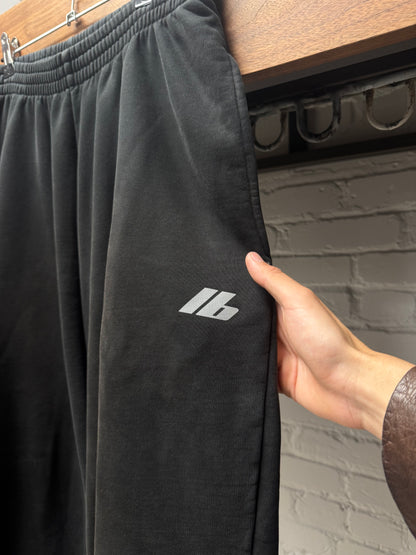 2024 Balenciaga ‘Activewear’ 3M Logo Wide Leg Black Sweatpants