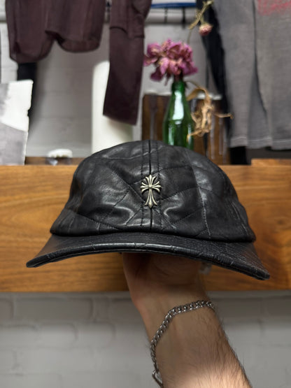 Chrome Hearts ‘Spiderweb’ Black Lambskin Leather Hat with .925 Silver Hardware