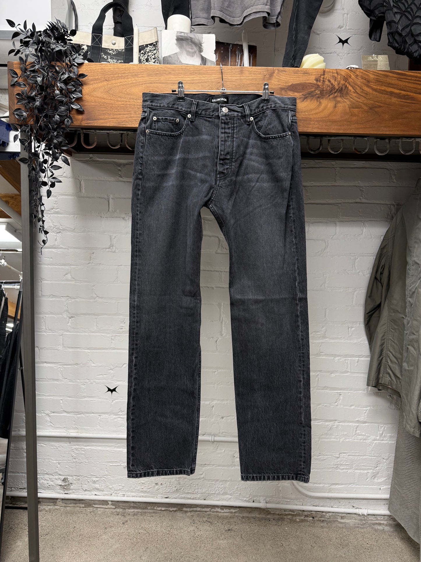 2022 Balenciaga Washed Grey Straight Leg Denim