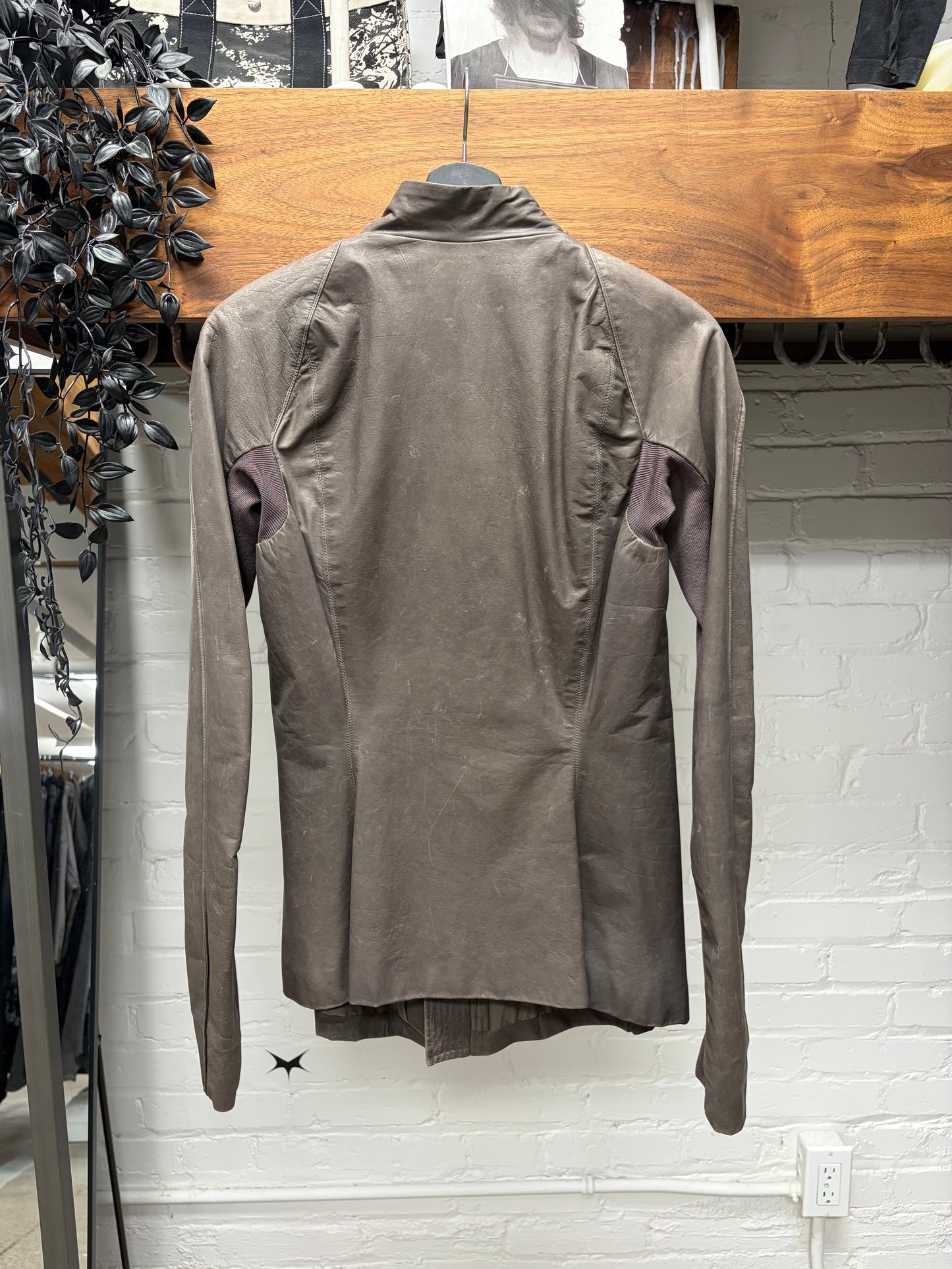 Rick Owens ‘Mollino’ DNA Dust High-Neck Lambskin Leather Jacket