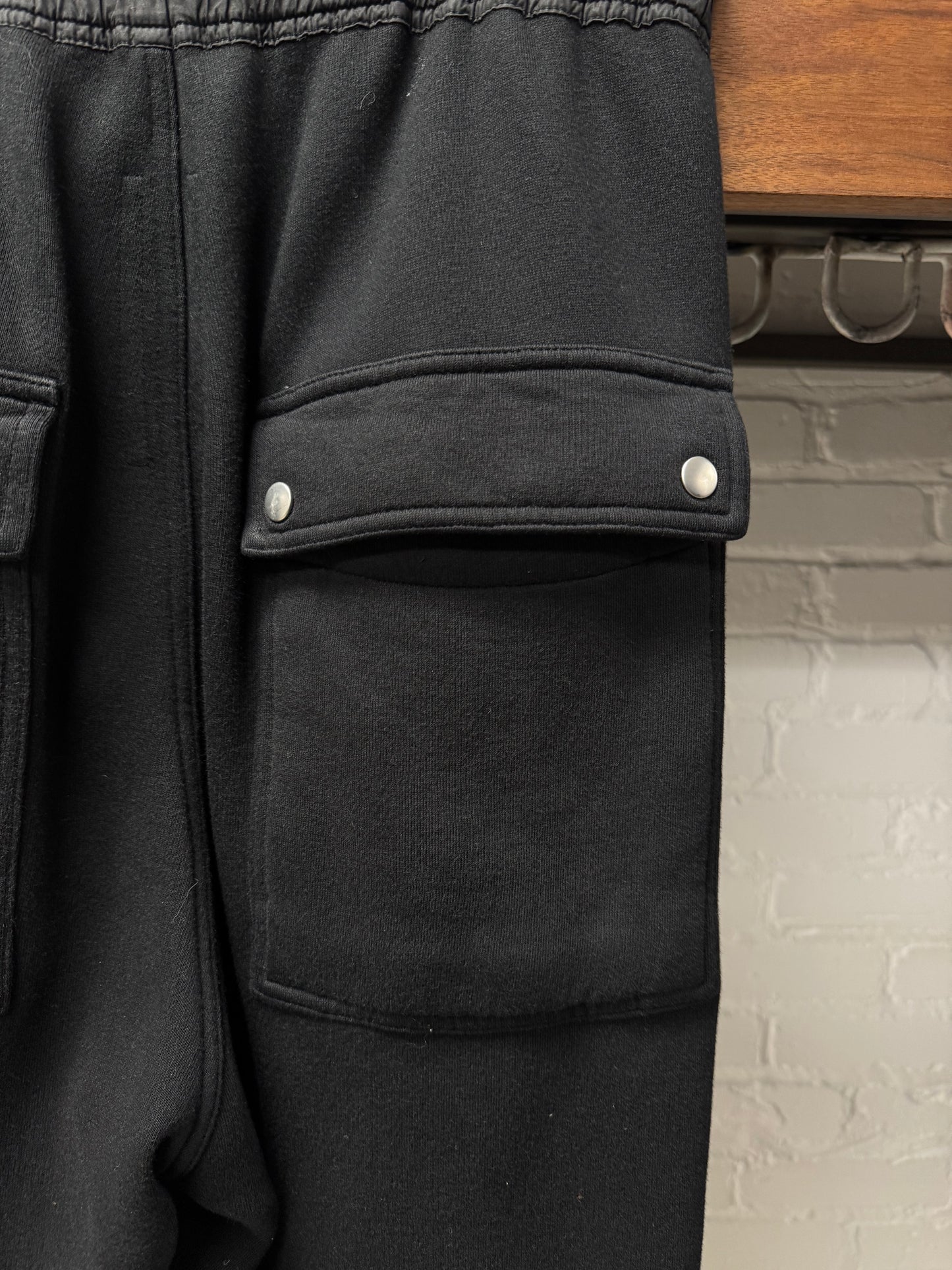 Rick Owens ‘Bela’ Black Cotton Wide Leg Drawstring Sweatpants
