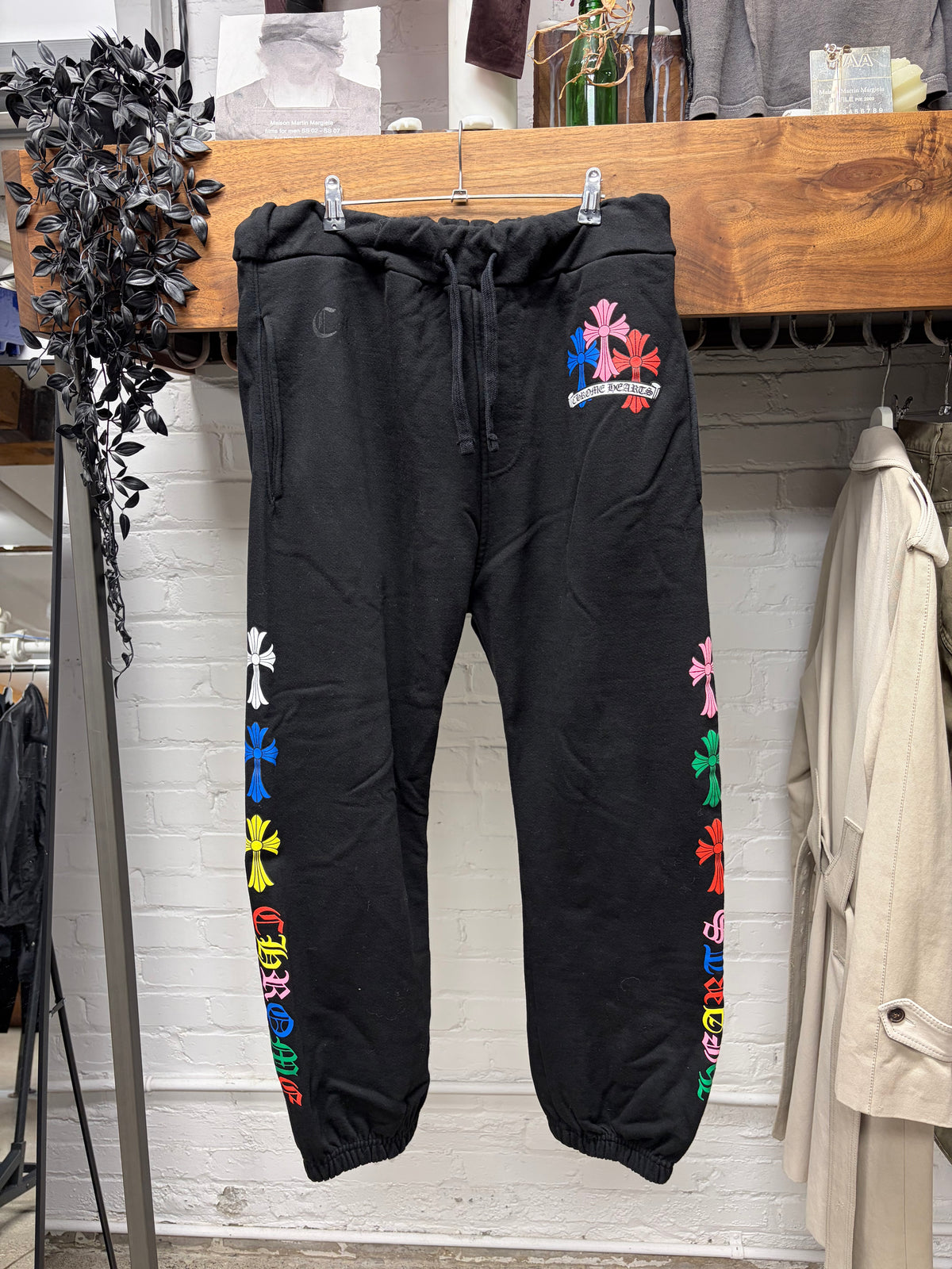 Chrome Hearts Multicolor ‘Cemetery Cross’ Flooded Black Drawstring Sweatpants