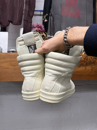 Rick Owens ‘Geobasket’ Milk Leather High Top Sneakers