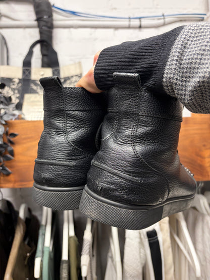 Christian Louboutin ‘Junior Spikes’ Black Leather High Top Sneakers