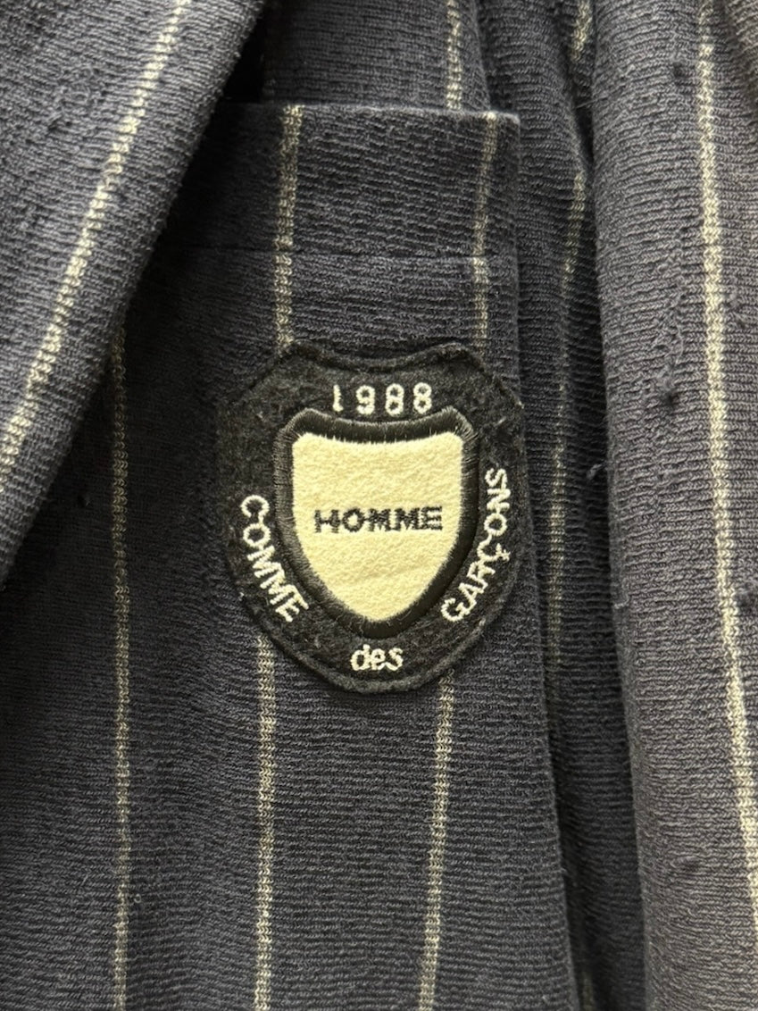 SS1988 Comme Des Garçons Sun Faded Pinstripe ‘Badge Crest’ Uniform Blazer