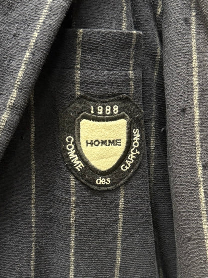 SS1988 Comme Des Garçons Sun Faded Pinstripe ‘Badge Crest’ Uniform Blazer