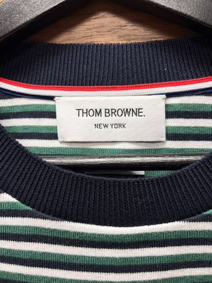 Thom Browne Green/White Patch Logo ‘Ringer’ Short Sleeve Shirt
