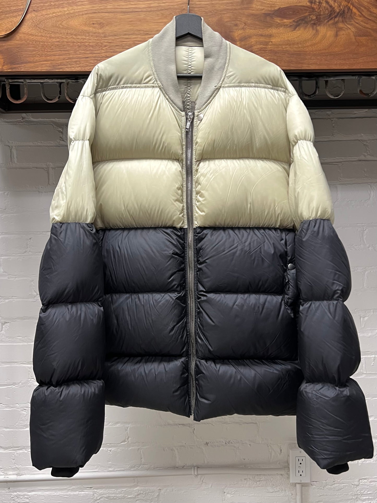 AW2021 Rick Owens ‘Gethsemane’ Goose Down Filled Milk/Black Puffer Jacket