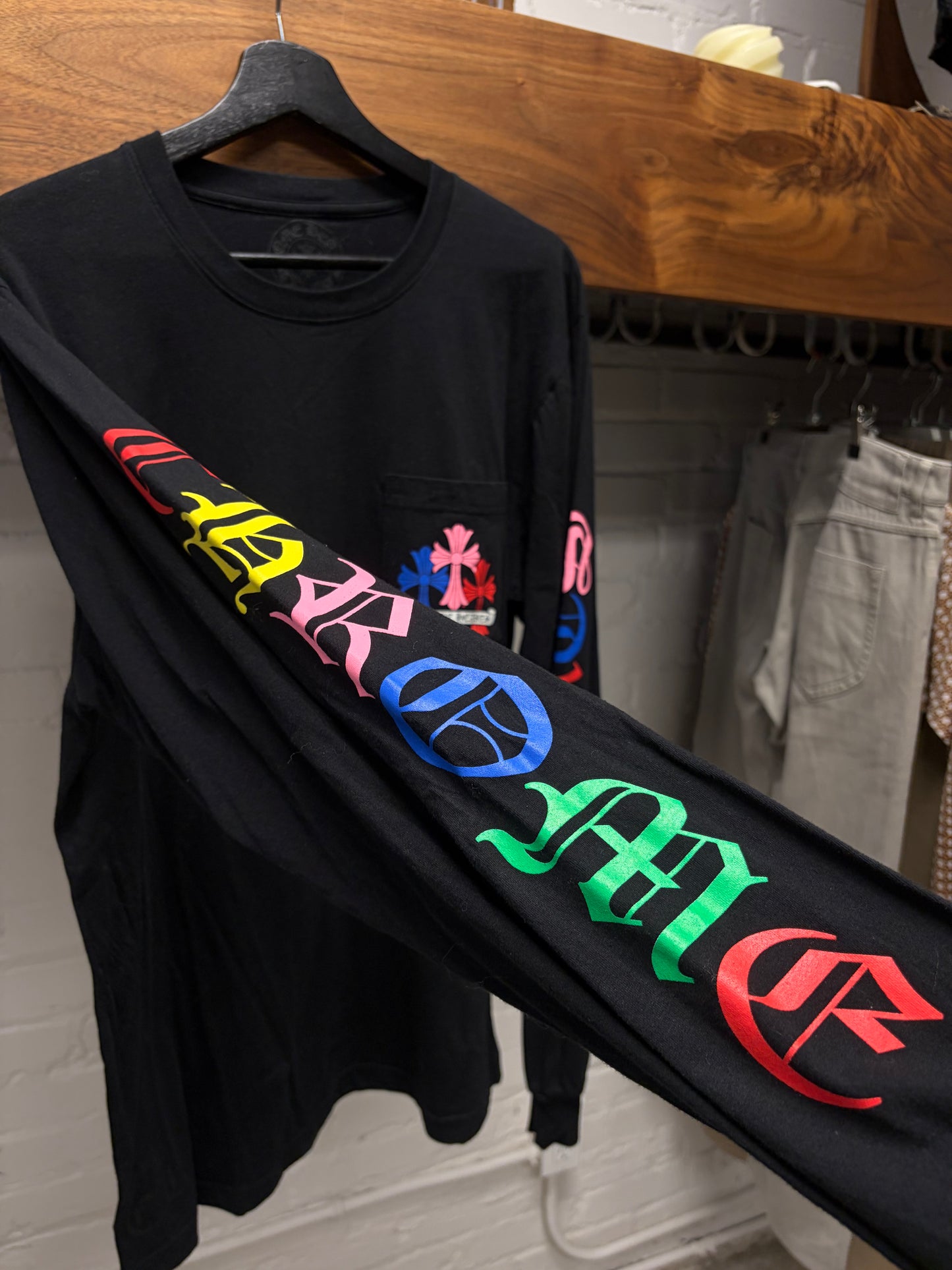 Chrome Hearts Multi-Color ‘Cemetery Cross’ Black Long Sleeve Shirt