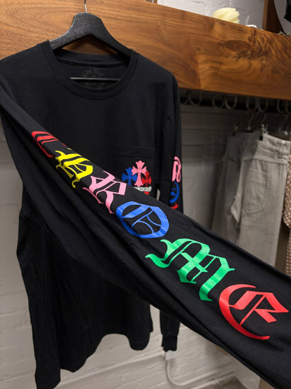 Chrome Hearts Multi-Color ‘Cemetery Cross’ Black Long Sleeve Shirt