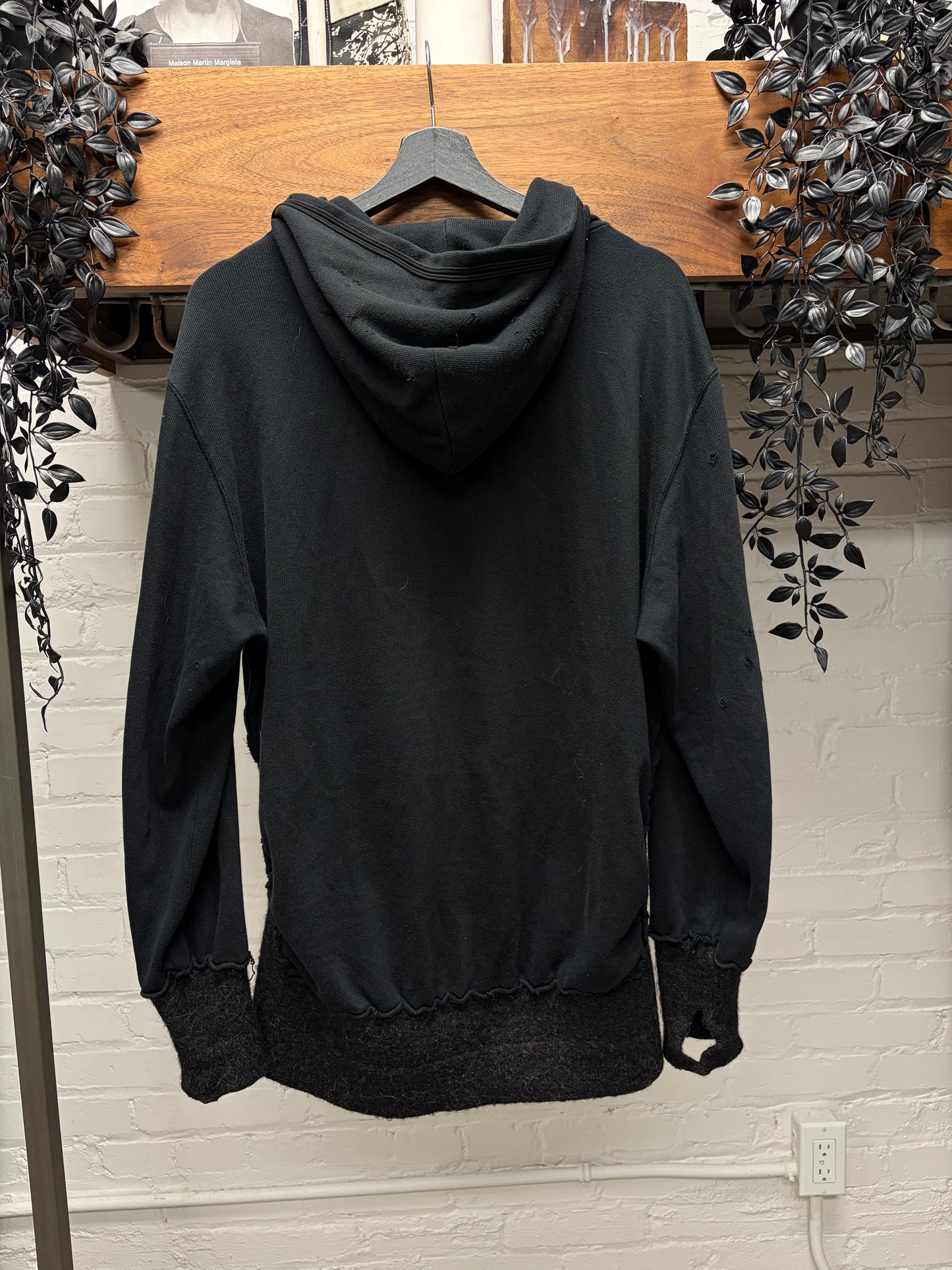 AW2003 Undercover ‘Paper Doll’ Thrash Distressed Hybrid Wool/Cotton Zip-Up Hoodie