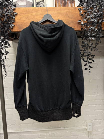 AW2003 Undercover ‘Paper Doll’ Thrash Distressed Hybrid Wool/Cotton Zip-Up Hoodie