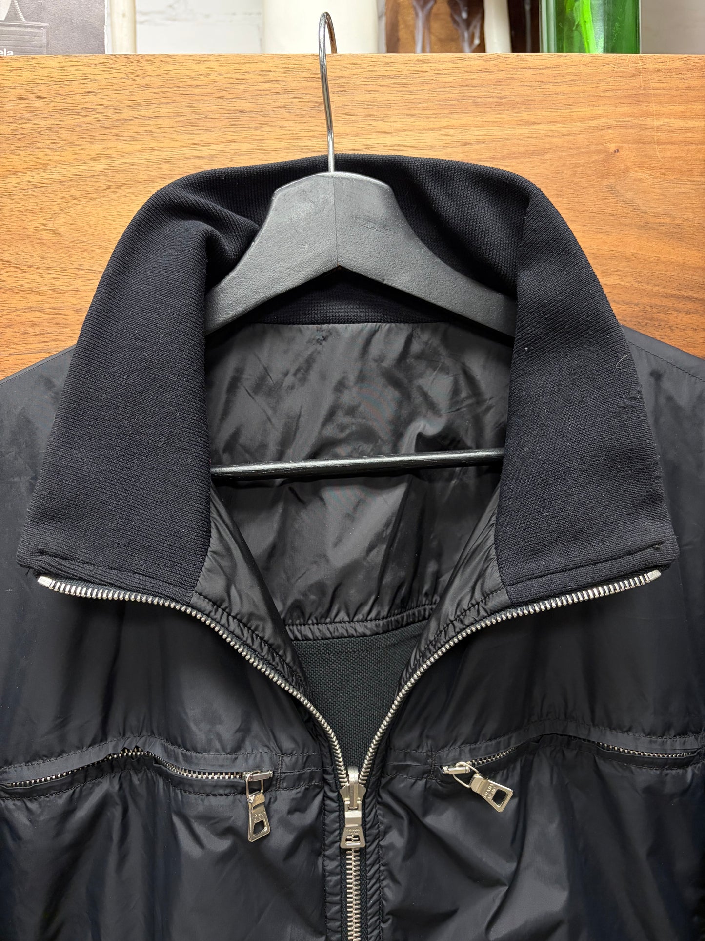 Vintage Prada Black Nylon Sport Jacket with Ribbed Liner