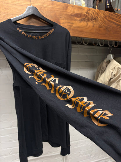 Chrome Hearts Black/Rust ‘Scroll Logo’ Long Sleeve Shirt