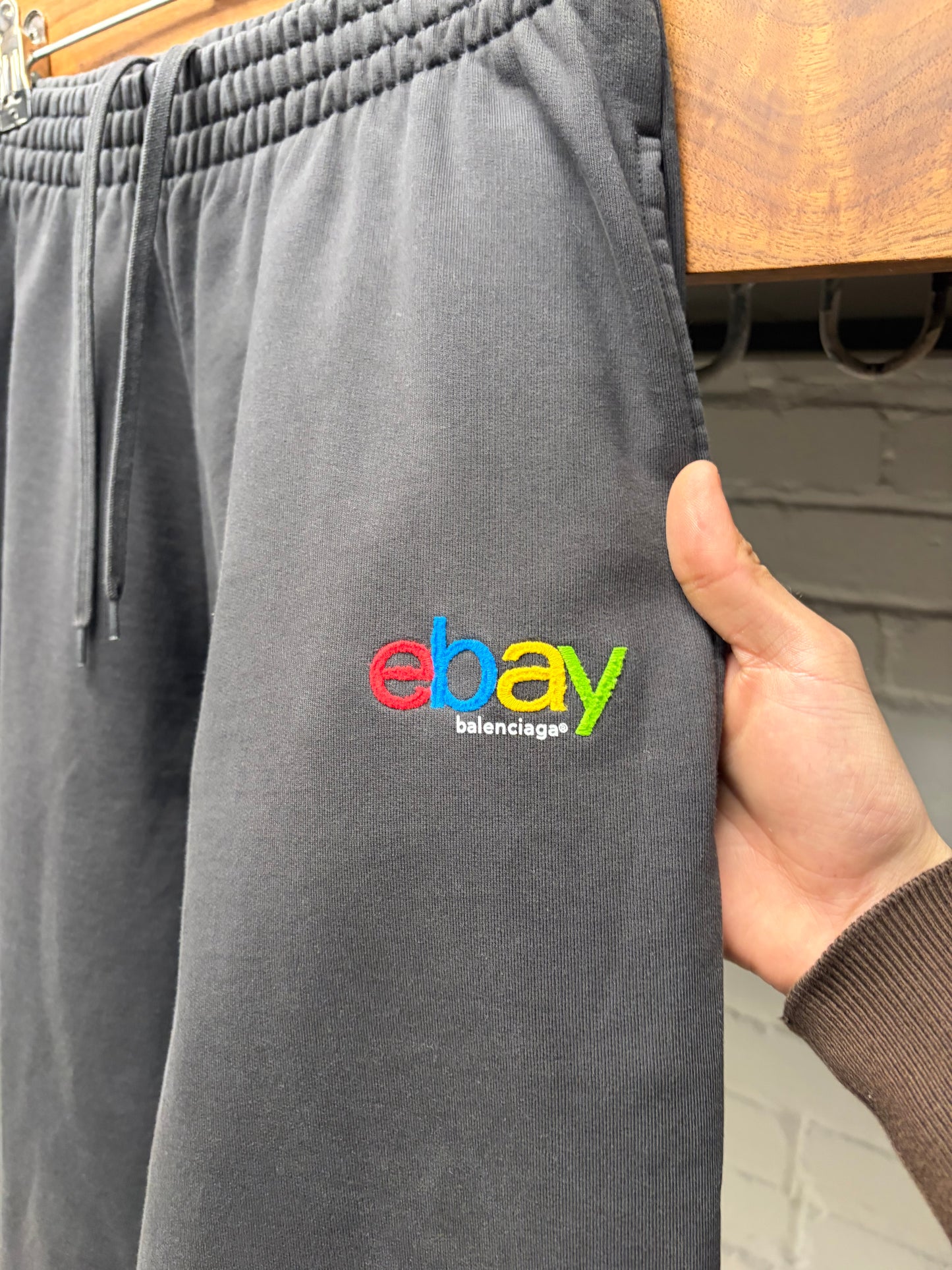 AW2024 Balenciaga x EBay Faded Black Wide Leg Drawstring Sweatpants