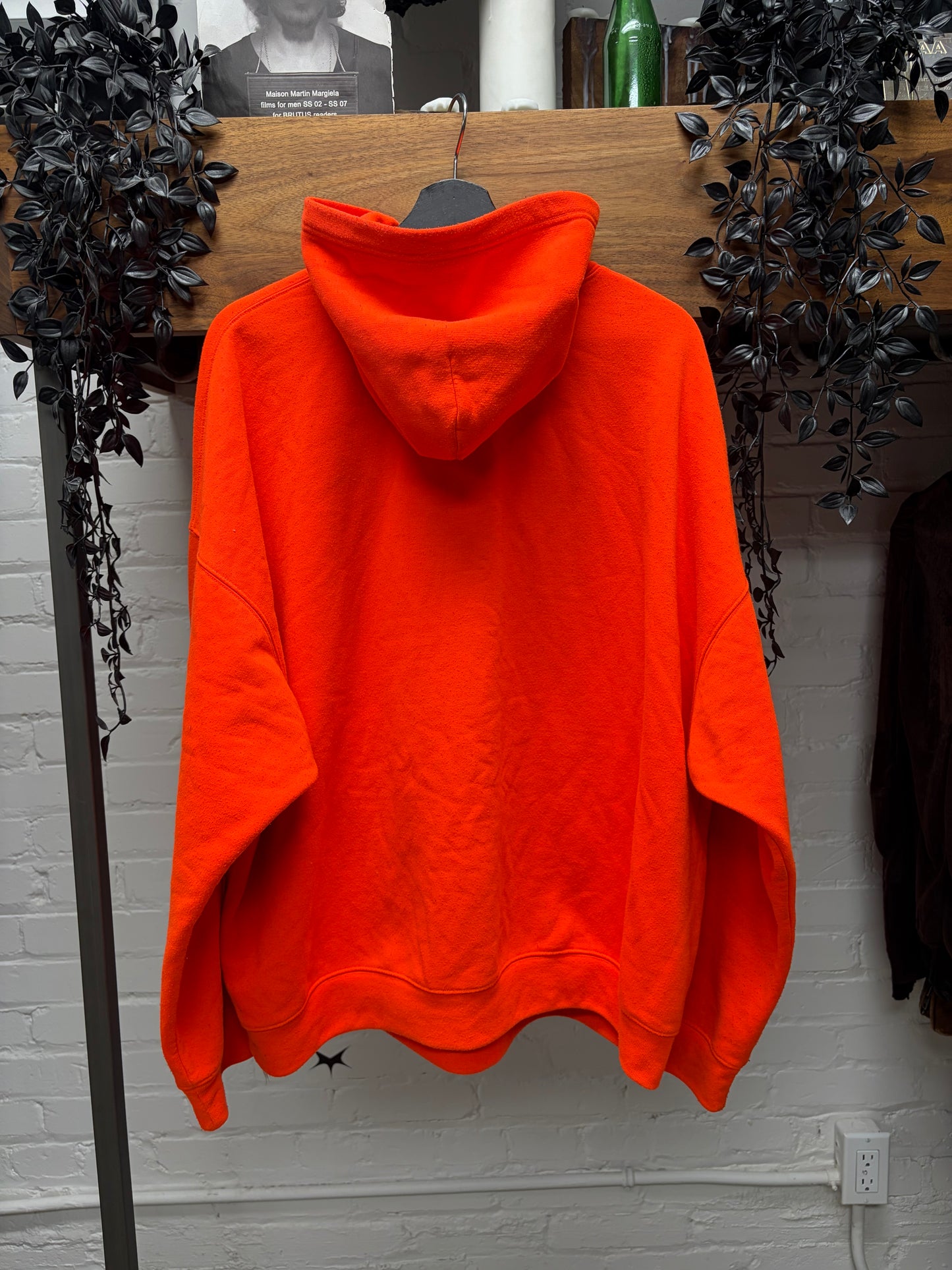 2022 Balenciaga ‘Miami’ Collegiate Logo Orange/Black Embroidered Pullover Hoodie