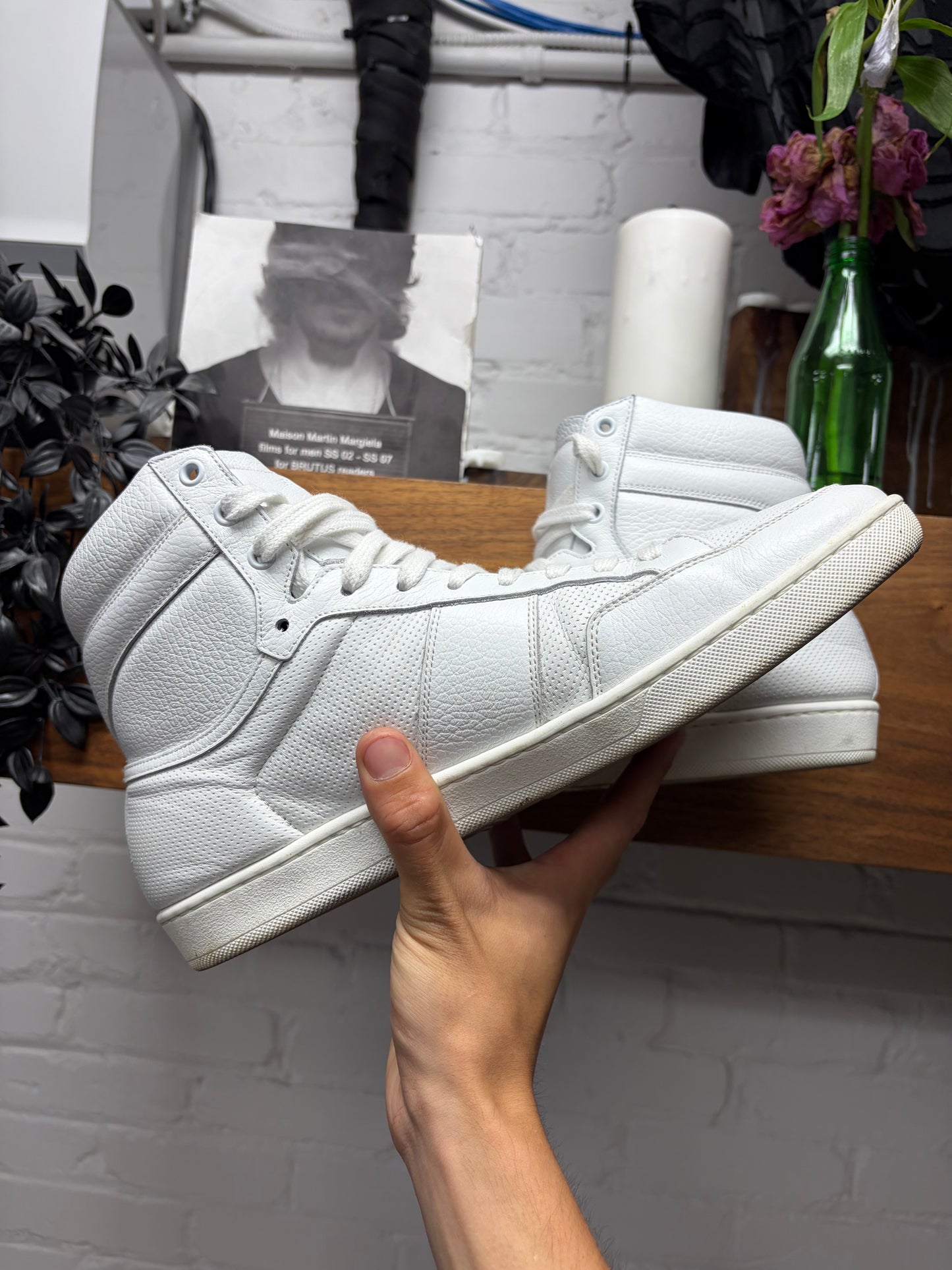 Saint Laurent ‘SL/10H’ White Leather Court High Top Sneakers