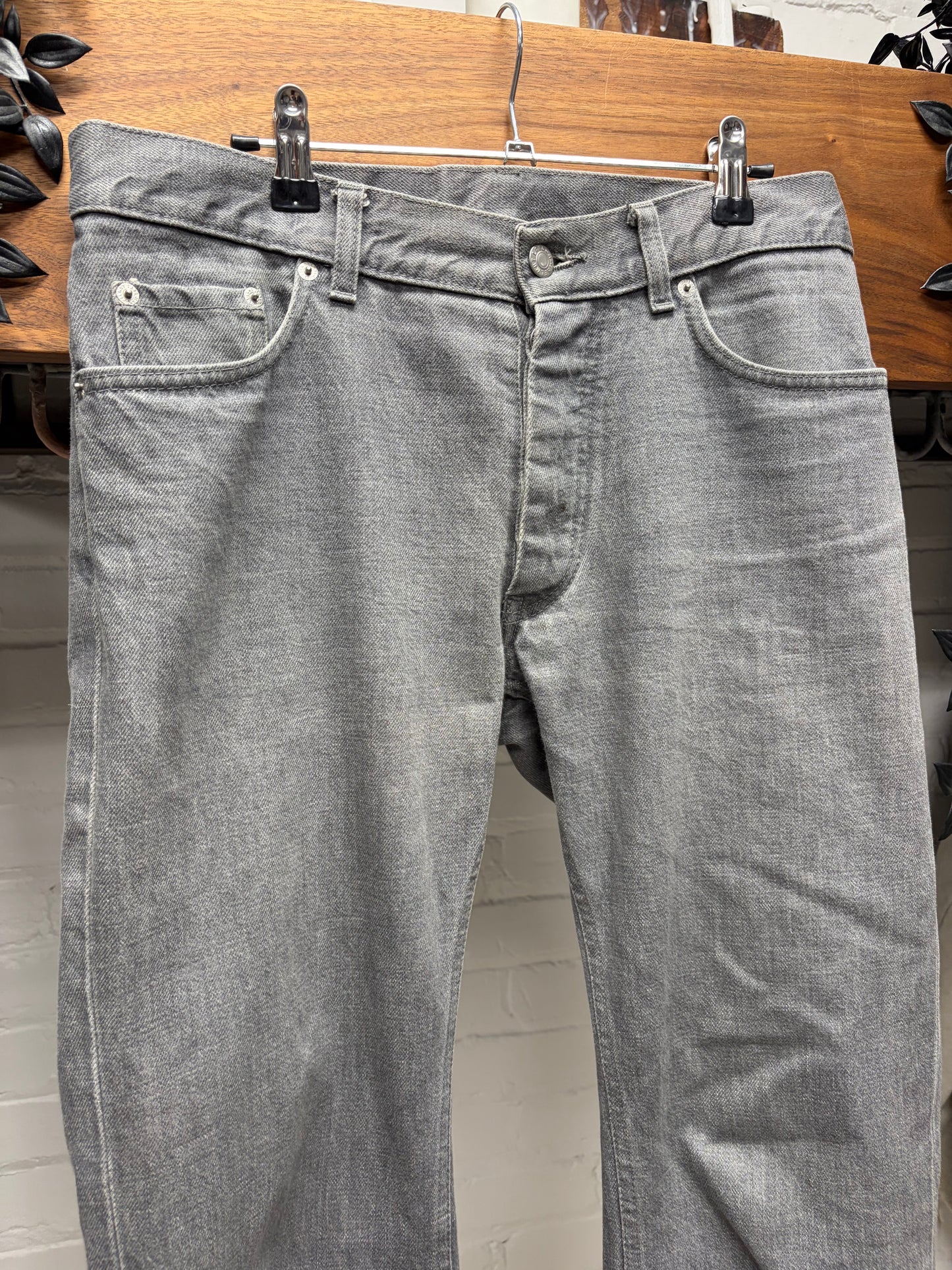 Helmut Lang Faded Grey ‘Classic Raw Denim’ Bootcut Jeans