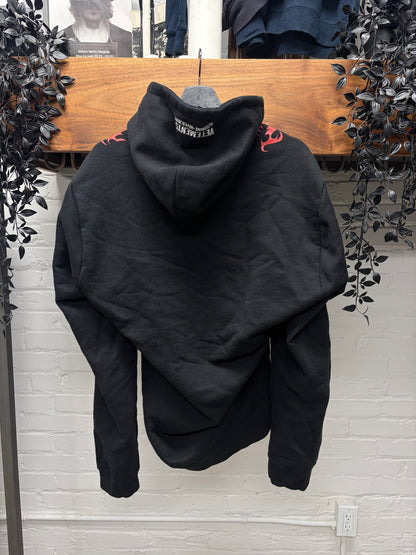 AW2018 Vetements ‘Misplaced Skull’ Cropped Black Graphic Hoodie