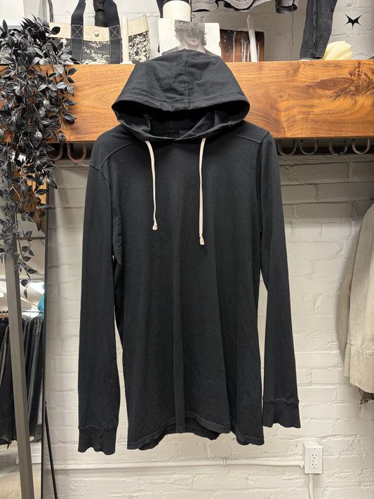 Rick Owens O&M Era Lightweight Black/Milk Drawstring Pullover Hoodie