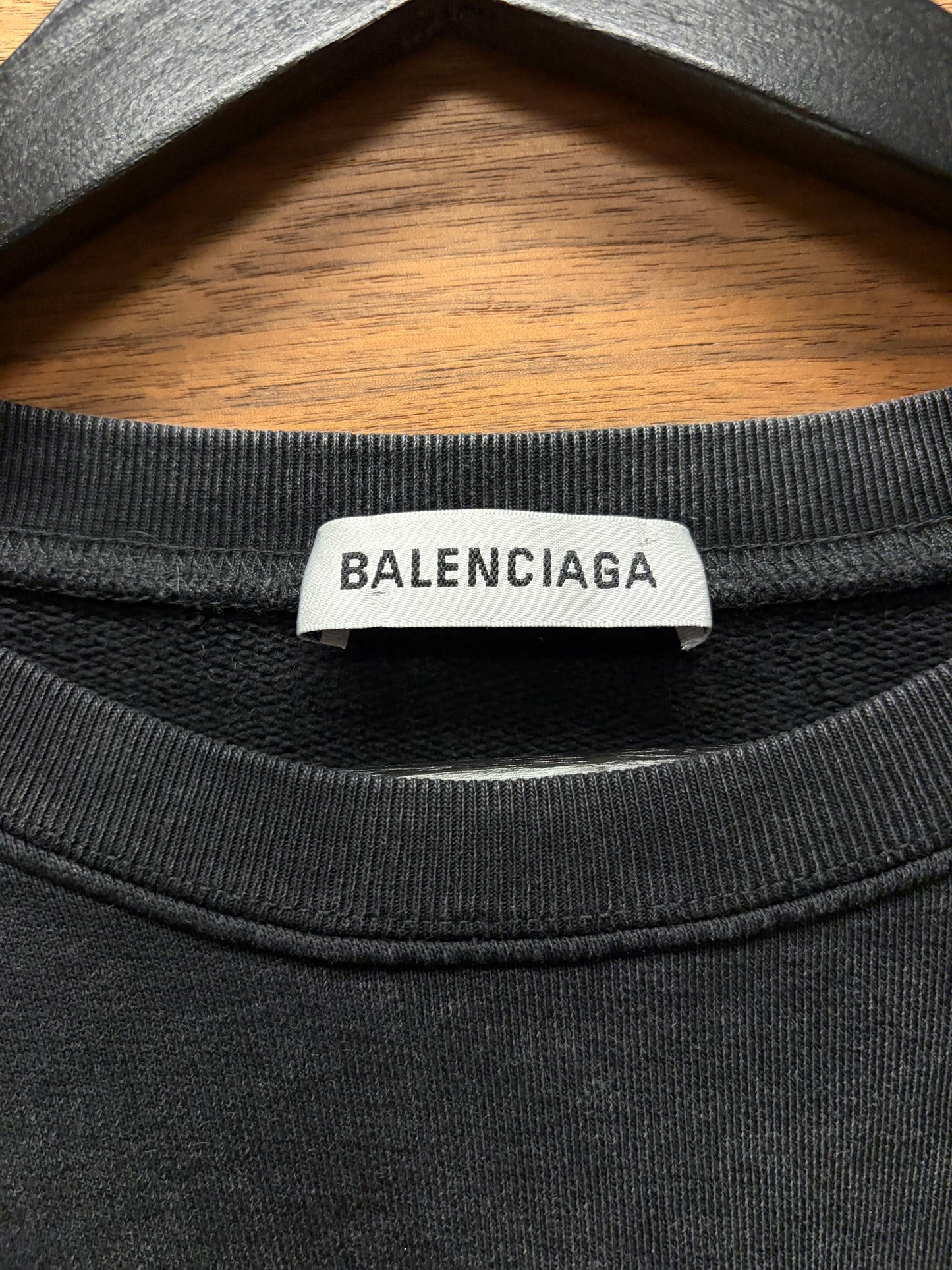 2019 Balenciaga Black/Silver ‘BB Crest Logo’ Pullover Sweatshirt