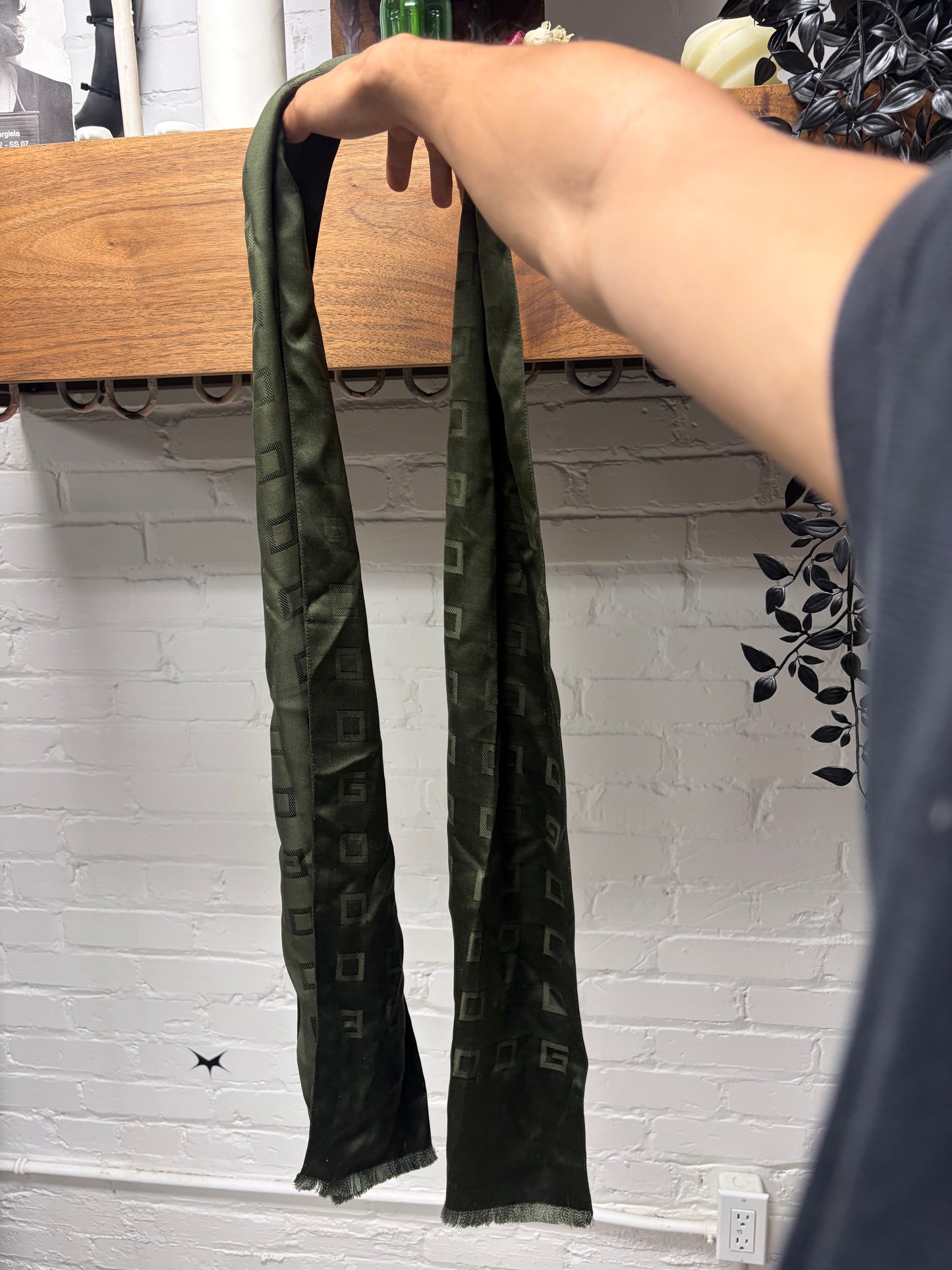 Gucci by Tom Ford ‘Square G Logo’ Forest Green Silk Scarf