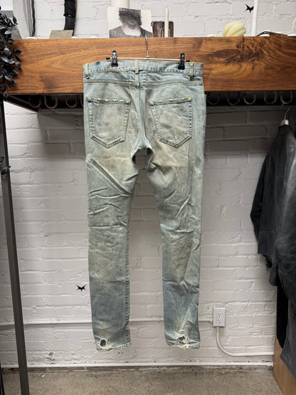 2013 Saint Laurent by Hedi Slimane ‘D02’ Light ‘Dirt Wash’ Crash Denim
