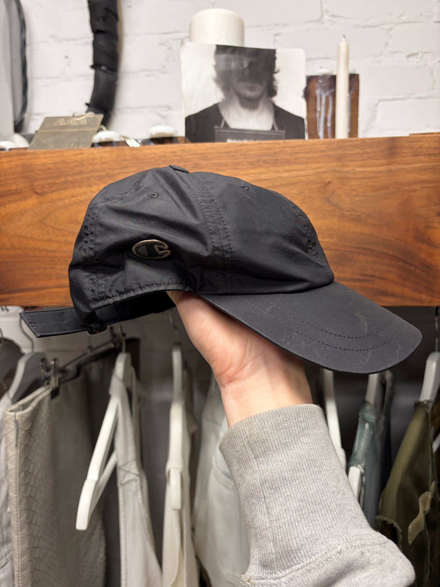 Rick Owens x Champion Black Strapback Baseball Cap