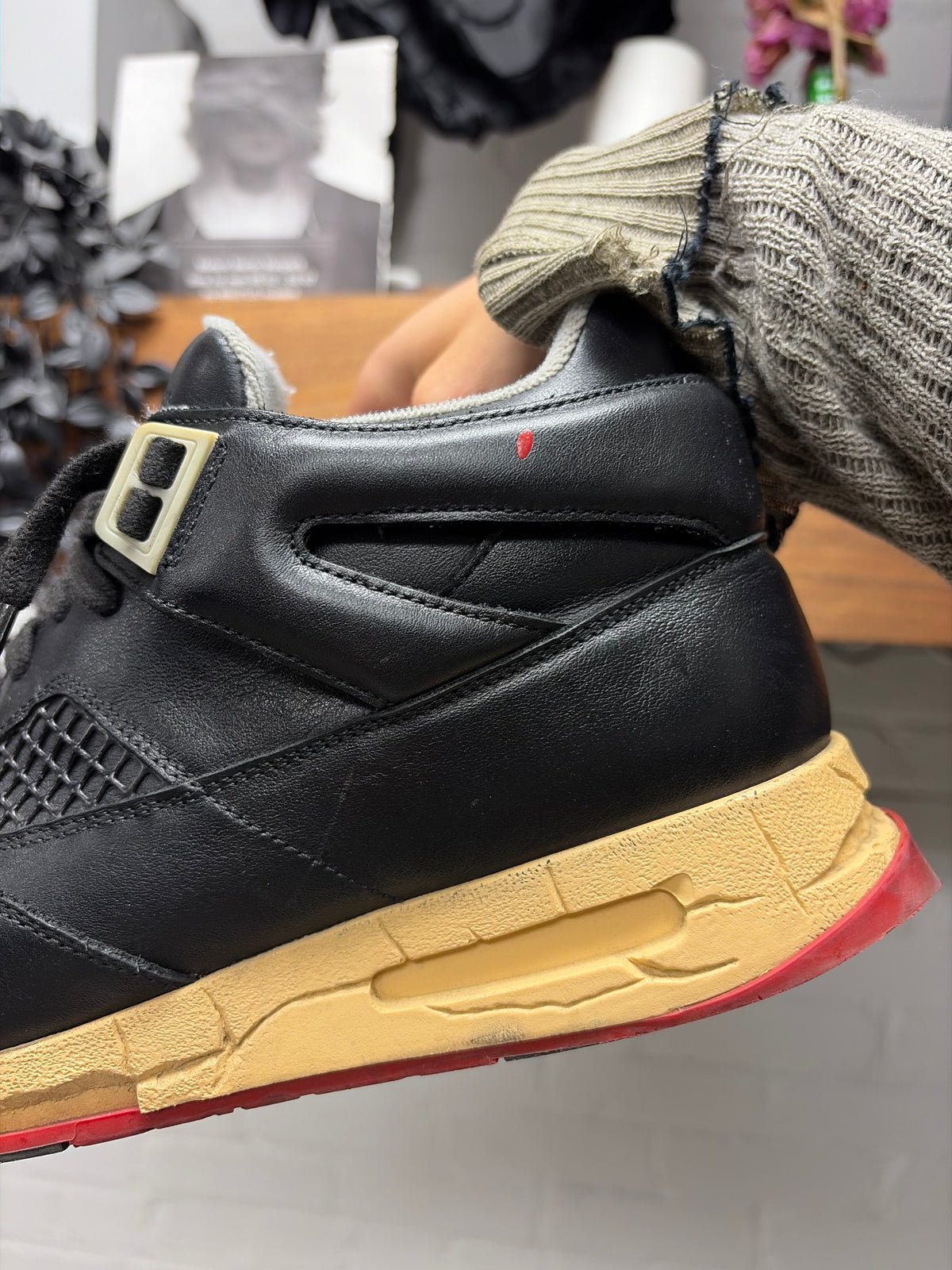 Maison Margiela ‘DDSTK’ Black/Red Leather High Top Sneakers