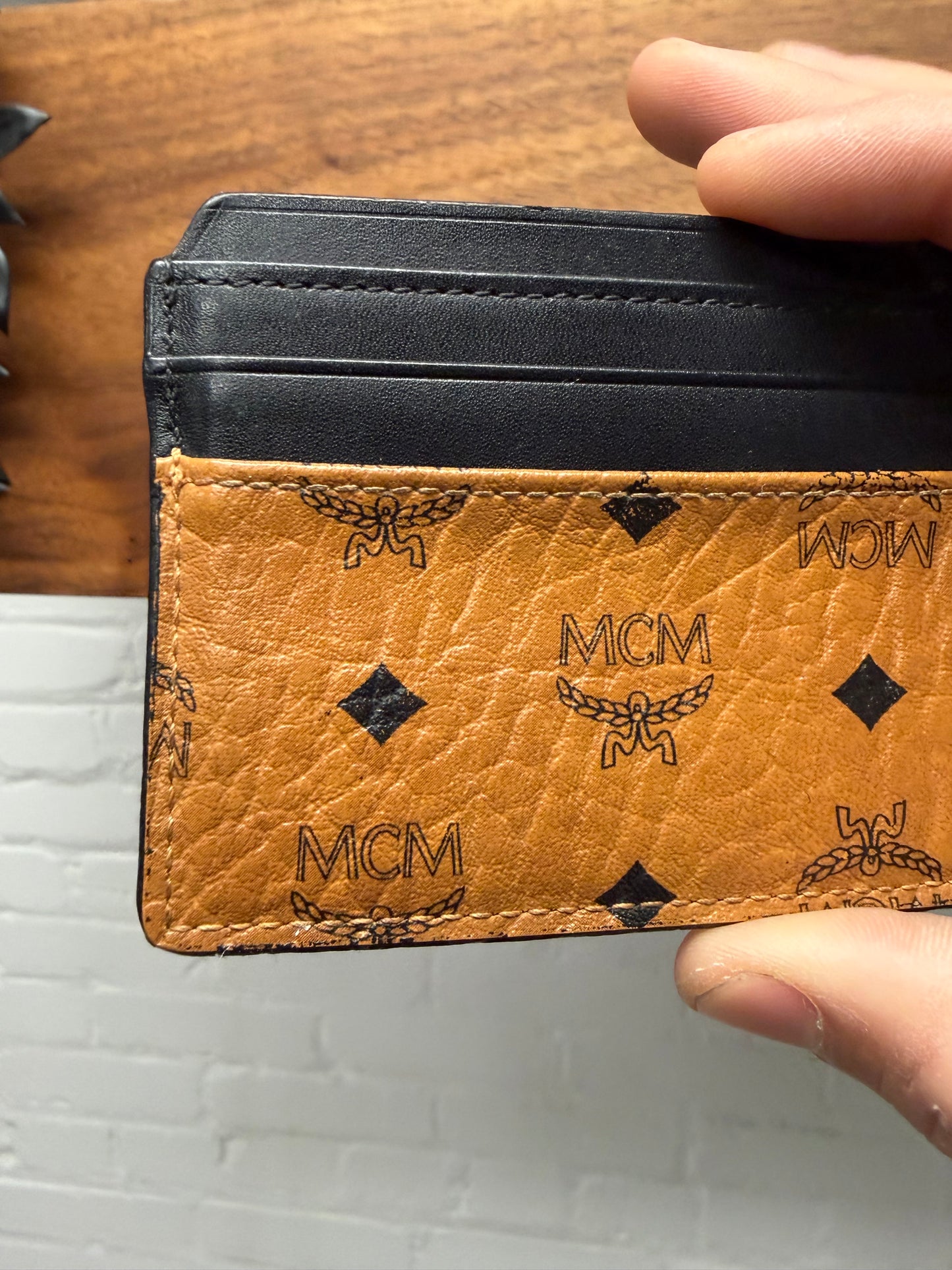 MCM Black/Brown Leather Cardholder Wallet
