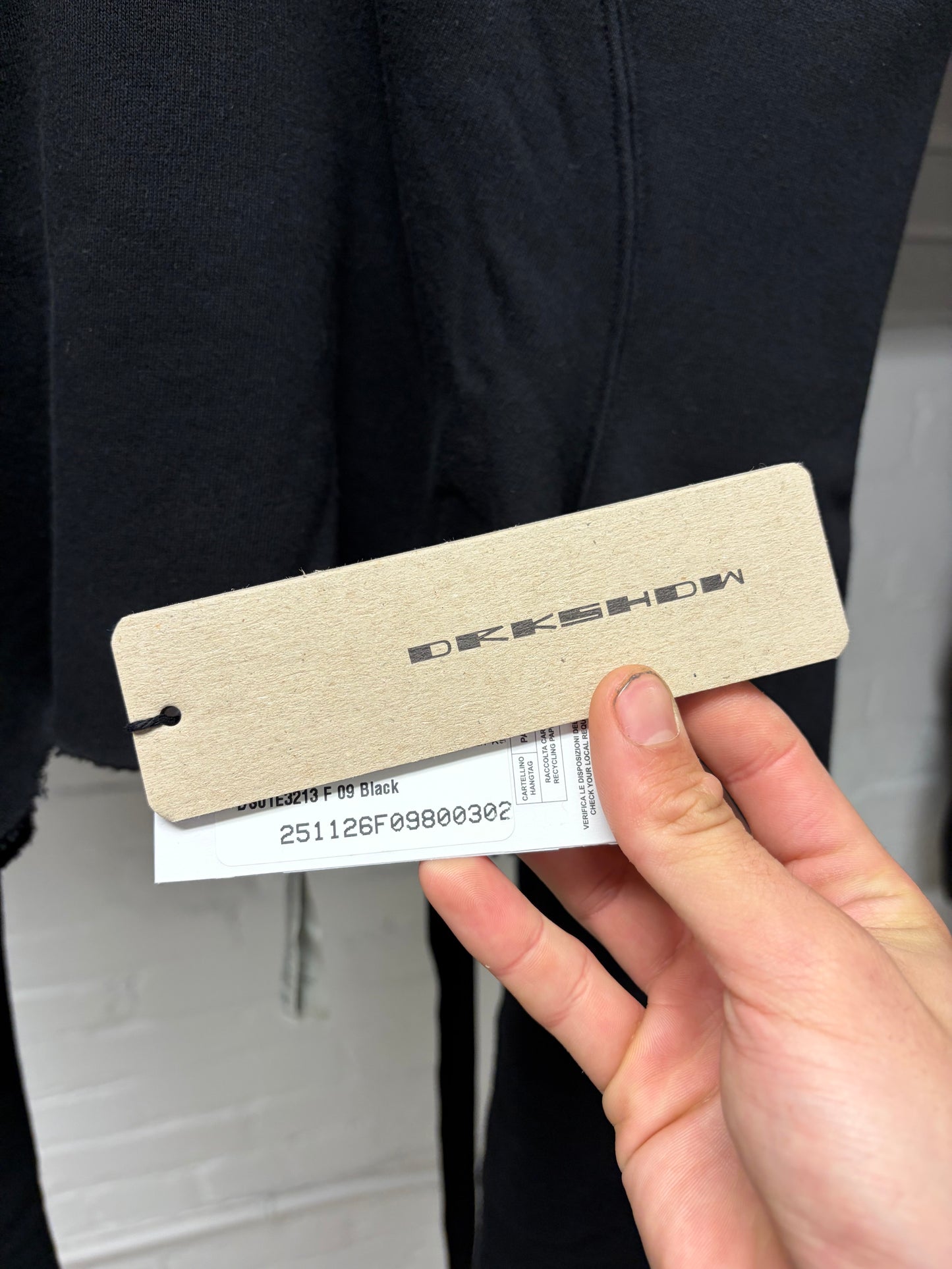 Rick Owens ‘Padoga’ Horned Shoulder Cropped Black Sweatshirt