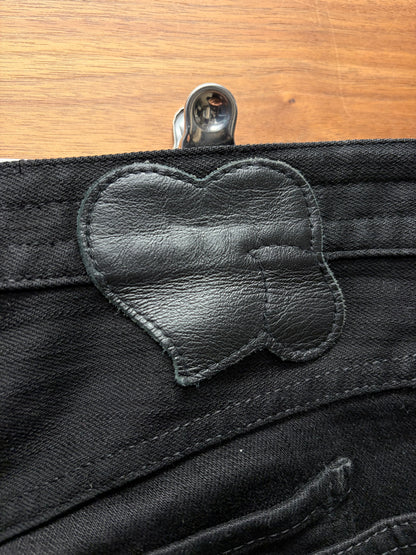 Number (N)ine ‘Crying Heart’ Leather Patch Darted Black Skinny Jeans