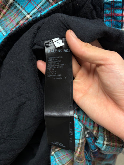 AW2022 Balenciaga Bleached ‘Shadow Plaid’ Quilt Hooded Flannel