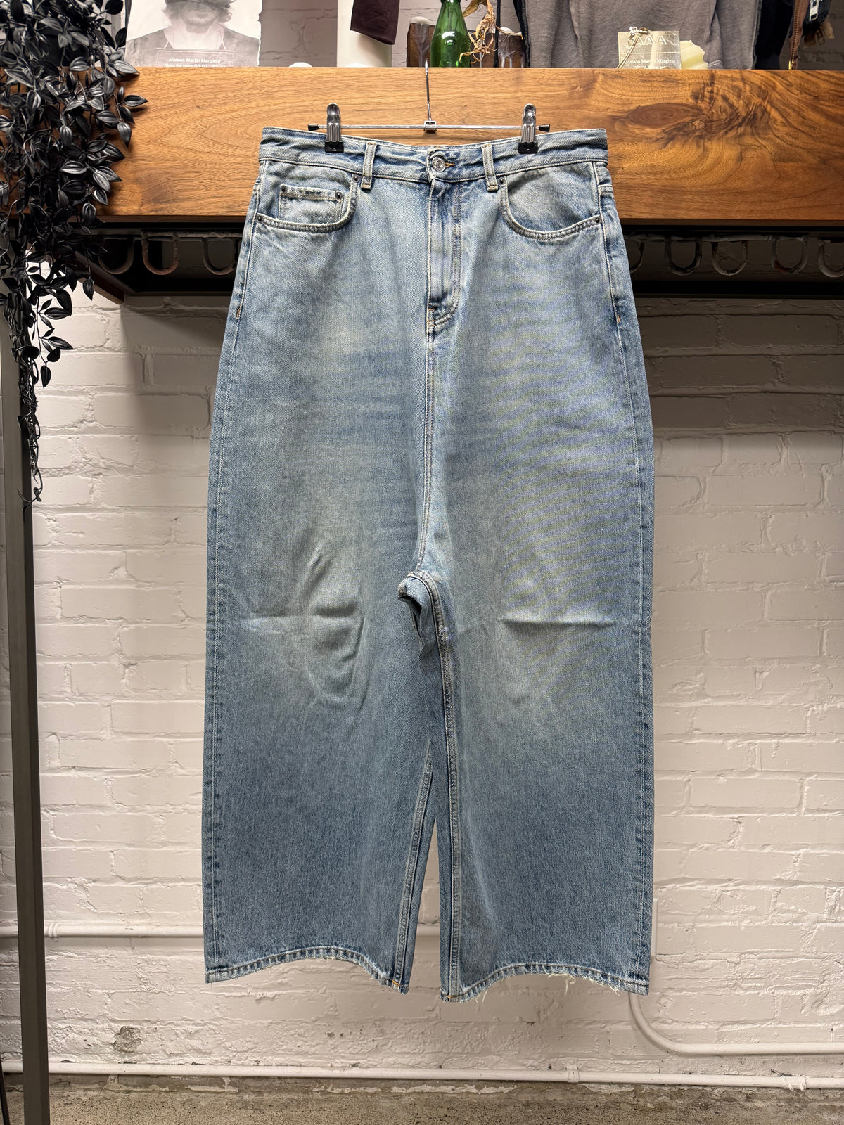 2021 Balenciaga Light Wash Blue Wide Leg Denim